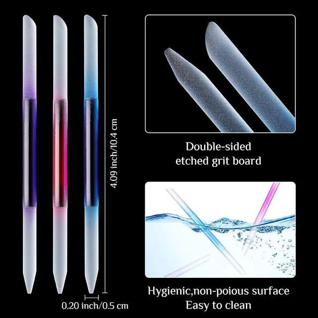 Alt view image 2 of 7 - Maitys 6 Pieces Glass Cuticle Pusher Glass Cuticle Stick Set Double Sided Crystal Nail Files Precision Manicure Pedicure Pusher Tools(Pink, Blue, Purple, Orange, Yellow, Green)
