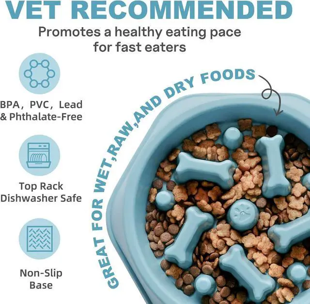 Alt view image 3 of 7 - Slow Feeder Dog Bowls Anti Gulping Reduces Gastric Burden Prevents Bloat and Digestive Issues Safe Durable Material Easy to Clean Puppy Slow Feeder Bowl for Healthy Eating Excess Energy Management