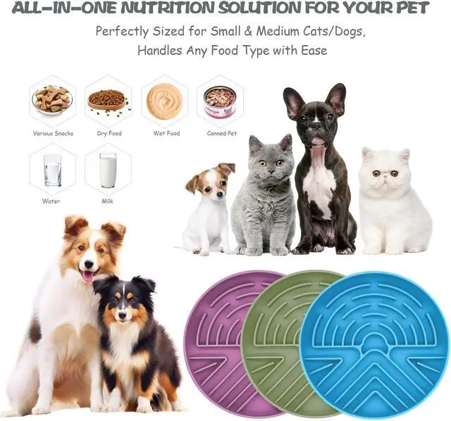 Alt view image 2 of 7 - Slow Feeder Dog Bowl for Large & Small Pets, Anti Choking Puzzle Dog Food Bowl with Non-Slip Base, Interactive Pet Slow Eating, Silicone Cat Feeder for Puppies & Cats