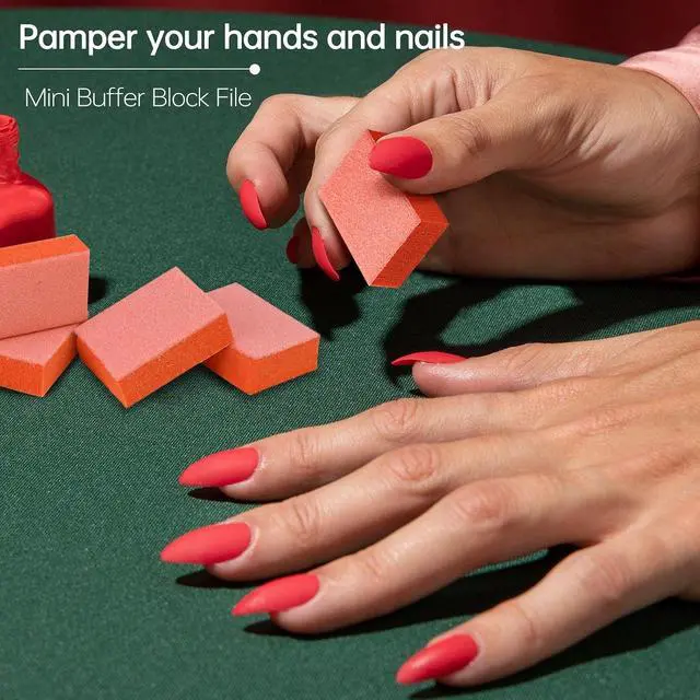 Alt view image 5 of 7 - MARYTON Nail Buffer Mini Block Files, 80/100 Grit, Orange, 130 PCS | Buffers for Acrylic Nails, Professional Salon Quality, Prepare to Application of Gel Polish