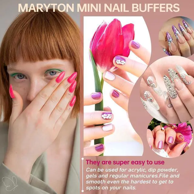 Alt view image 6 of 7 - MARYTON Nail Buffer Mini Block Files, 80/100 Grit, Orange, 130 PCS | Buffers for Acrylic Nails, Professional Salon Quality, Prepare to Application of Gel Polish