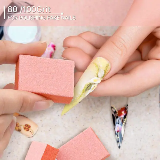 Alt view image 3 of 7 - MARYTON Nail Buffer Mini Block Files, 80/100 Grit, Orange, 130 PCS | Buffers for Acrylic Nails, Professional Salon Quality, Prepare to Application of Gel Polish