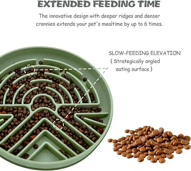 Alt view image 3 of 7 - Slow Feeder Dog Bowl for Large & Small Pets, Anti Choking Puzzle Dog Food Bowl with Non-Slip Base, Interactive Pet Slow Eating, Silicone Cat Feeder for Puppies & Cats