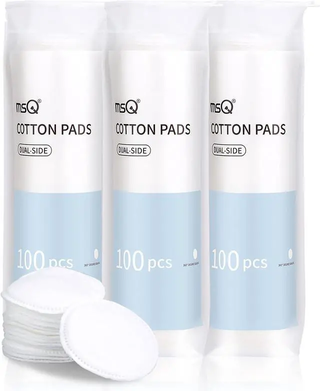 Main image of MSQ Cotton Rounds (300 Count), Makeup Remover Pads, Face Cotton Pads, Facial Cleansing Round Cotton Pads, Lint-Free