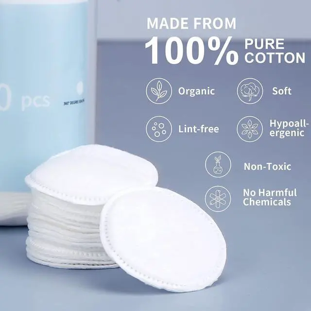 Alt view image 2 of 7 - MSQ Cotton Rounds (300 Count), Makeup Remover Pads, Face Cotton Pads, Facial Cleansing Round Cotton Pads, Lint-Free