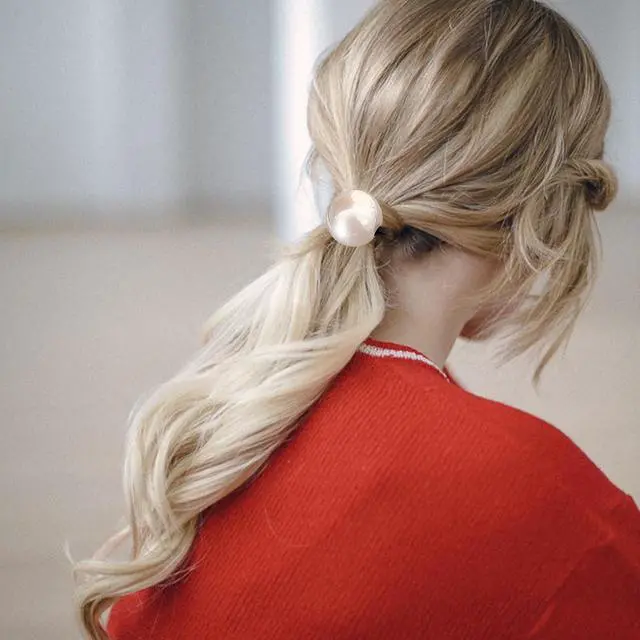 Alt view image 3 of 7 - 4PCS French Pearl Hair Scrunchies, Elegant Elastic Hair Ties and Accessories for Women's Thick Hair, High Ponytails and Girls, Hair Accessories for Women and Girls