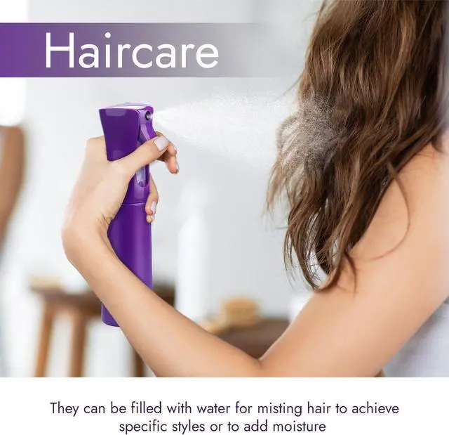 Alt view image 2 of 6 - VIGOR PATH Continuous Spray Bottle for Hair Fine Mist Mister for Hairstyling, Cleaning, Plants, Pets, Barbers, Salons, and Essential Oil Applications (300ml/10.1 oz) Dark Purple