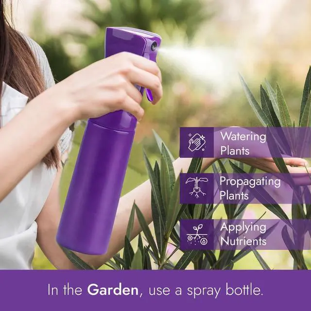 Alt view image 3 of 6 - VIGOR PATH Continuous Spray Bottle for Hair Fine Mist Mister for Hairstyling, Cleaning, Plants, Pets, Barbers, Salons, and Essential Oil Applications (300ml/10.1 oz) Dark Purple