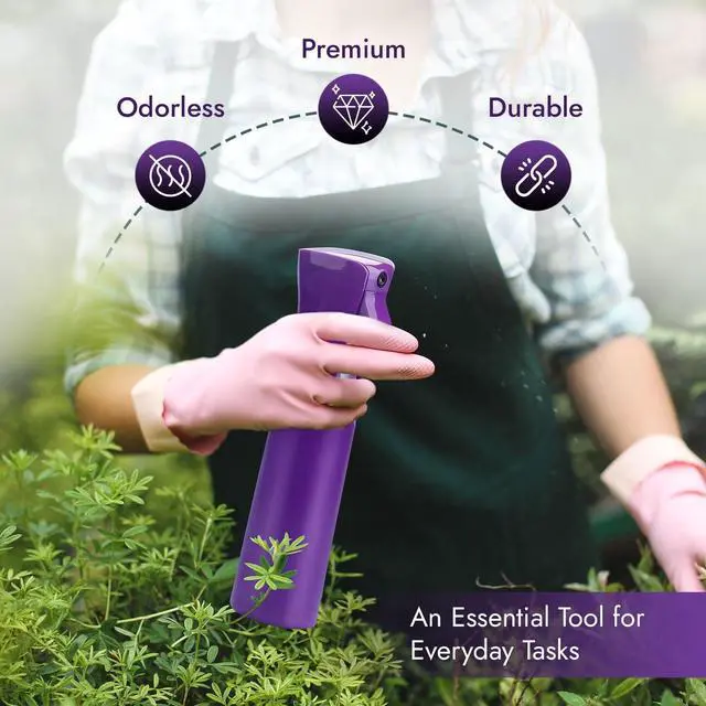 Alt view image 4 of 6 - VIGOR PATH Continuous Spray Bottle for Hair Fine Mist Mister for Hairstyling, Cleaning, Plants, Pets, Barbers, Salons, and Essential Oil Applications (300ml/10.1 oz) Dark Purple