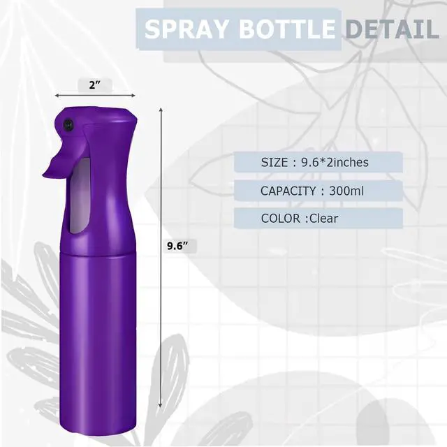 Alt view image 6 of 6 - VIGOR PATH Continuous Spray Bottle for Hair Fine Mist Mister for Hairstyling, Cleaning, Plants, Pets, Barbers, Salons, and Essential Oil Applications (300ml/10.1 oz) Dark Purple