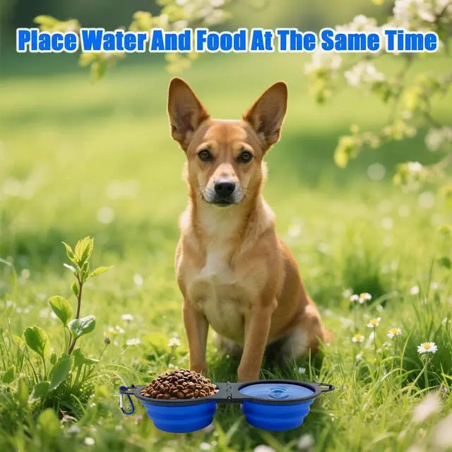 Alt view image 2 of 7 - Collapsible Dog Water Bowl - Pet Portable Foldable 2 in 1 Food Bowls,Silicone Feeding Dish for Traveling,Camping,Walking,Hiking