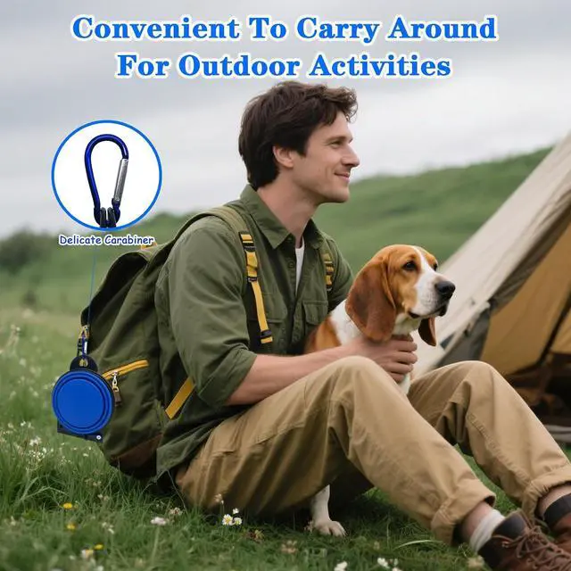 Alt view image 4 of 7 - Collapsible Dog Water Bowl - Pet Portable Foldable 2 in 1 Food Bowls,Silicone Feeding Dish for Traveling,Camping,Walking,Hiking