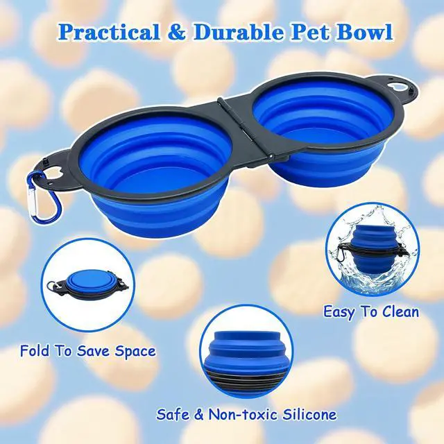 Alt view image 5 of 7 - Collapsible Dog Water Bowl - Pet Portable Foldable 2 in 1 Food Bowls,Silicone Feeding Dish for Traveling,Camping,Walking,Hiking