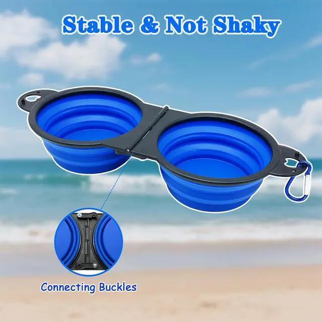 Alt view image 6 of 7 - Collapsible Dog Water Bowl - Pet Portable Foldable 2 in 1 Food Bowls,Silicone Feeding Dish for Traveling,Camping,Walking,Hiking