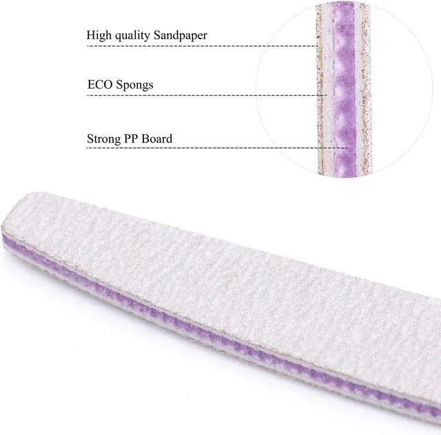 Alt view image 3 of 6 - 25 Pcs Nail Files 100/150 Grit Double Sided Washable Emery Board for Acrylic Nails Gel Natural Nails