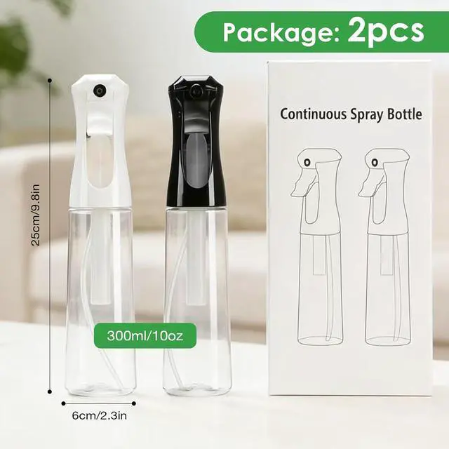 Alt view image 2 of 7 - THINTON Mist Spray Bottle for Hair (10oz/300ml) - 2 Pcs | Continuous Spray Bottle for Salons Cleaning Plants Gardening
