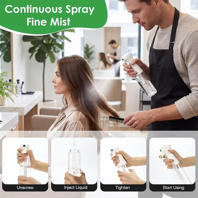 Alt view image 6 of 7 - THINTON Mist Spray Bottle for Hair (10oz/300ml) - 2 Pcs | Continuous Spray Bottle for Salons Cleaning Plants Gardening