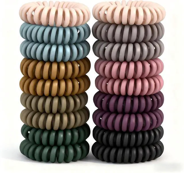 Main image of TIZZYT Hair Ties, 18 Count - Vintage matte color Spiral Hair Ties, No Crease, Suitable For Women And Children With Thick Or Thinning Hair