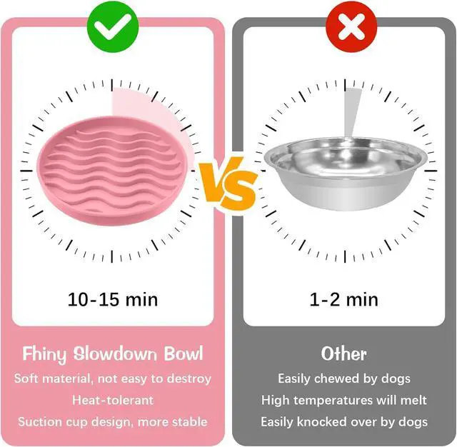 Alt view image 5 of 6 - Fhiny Slow Feeder Dog Bowl, Silicone Dog Puzzle Bowl Slow Feeder Puppy Bowls Slow Eating Modern Lick Mat Design Dishwasher Microwave Fit for Fast Eaters, All Small Medium Dogs Puppy Doggy (Pink)