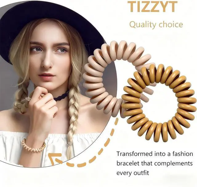 Alt view image 5 of 6 - TIZZYT Hair Ties, 18 Count - Vintage matte color Spiral Hair Ties, No Crease, Suitable For Women And Children With Thick Or Thinning Hair