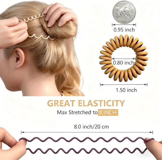Alt view image 3 of 6 - TIZZYT Hair Ties, 18 Count - Vintage matte color Spiral Hair Ties, No Crease, Suitable For Women And Children With Thick Or Thinning Hair