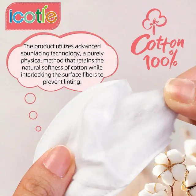 Alt view image 3 of 6 - Oval Cotton Pads (100 Count) Ultra-Soft Cotton Ovals 100% Cotton Spunlace Purely Physical Technology, Large Makeup Remover Pads Facial Cotton Pads for Makeup Removal, Cleansing, Toner Application