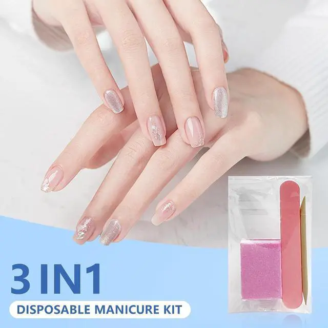 Alt view image 3 of 6 - Lokyango Disposable Manicure Tool Kit (Pink, Count, 20, 80/100 Grit) | Individually Package, Mini Nail Buffer, Nail File, Wood Stick, Press on Nail Tool Kit Nail Packaging Kit for Salon Home