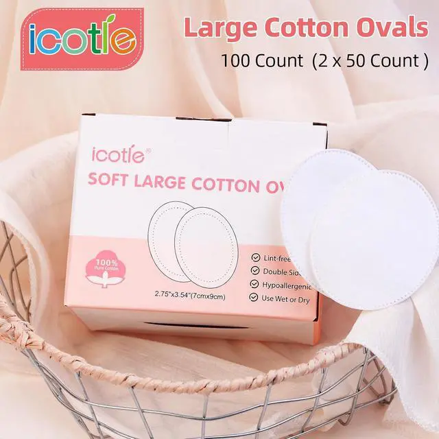 Alt view image 5 of 6 - Oval Cotton Pads (100 Count) Ultra-Soft Cotton Ovals 100% Cotton Spunlace Purely Physical Technology, Large Makeup Remover Pads Facial Cotton Pads for Makeup Removal, Cleansing, Toner Application