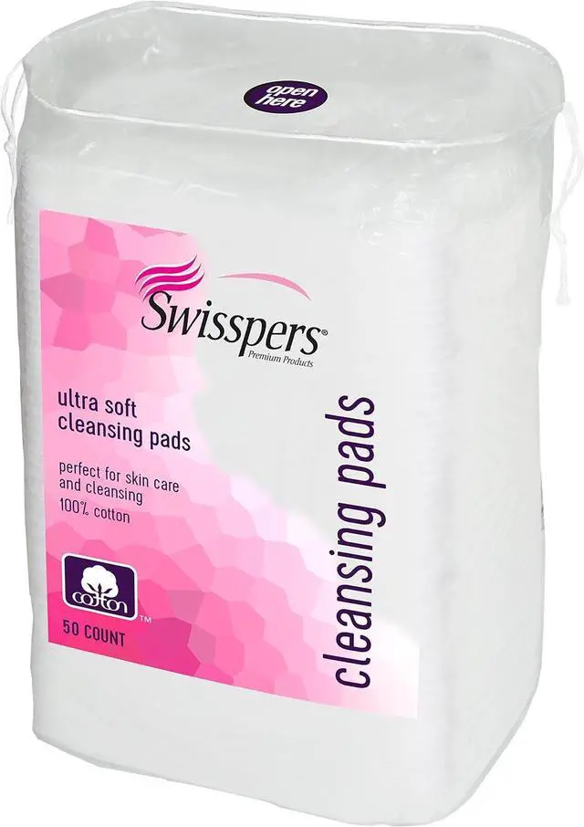 Main image of Swisspers Premium Facial Cleansing Pad, 100% Cotton, Ultra Soft, Extra Large, 50 Pads per Re-closable Bag