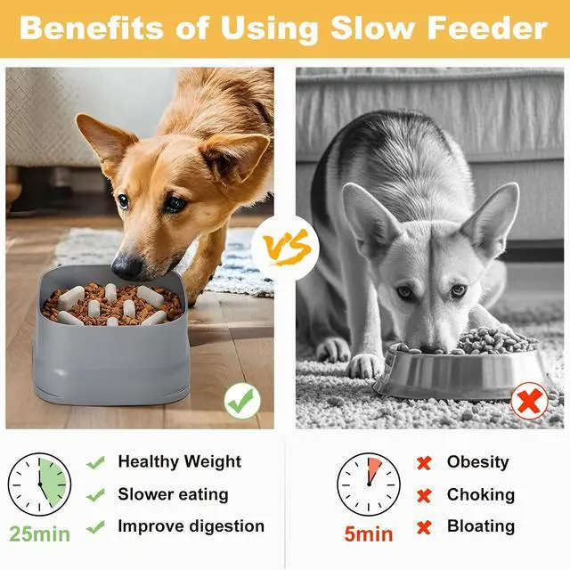 Alt view image 2 of 7 - Sunhoo Slow Feeder Dog Bowls Large Breed Puppy Puzzle Feeding Dish Maze Feed Bowl Small Medium Dogs Plate Adjustable Ridges to Slower Down Eating Anti-slip Easy to Clean Indoor Use 7.5*7.5*4 in(Grey)