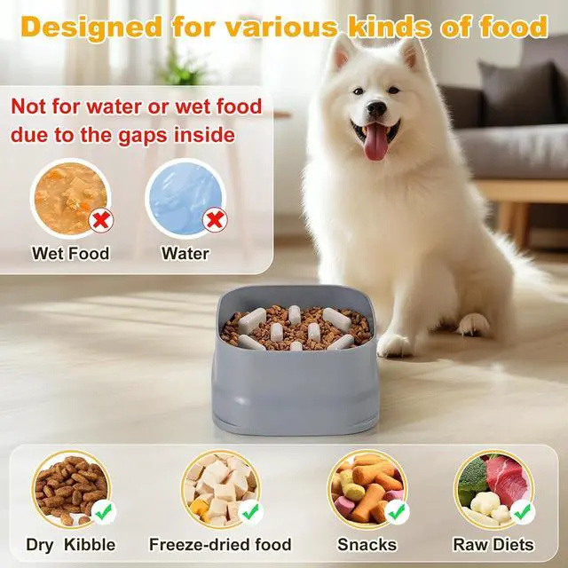 Alt view image 5 of 7 - Sunhoo Slow Feeder Dog Bowls Large Breed Puppy Puzzle Feeding Dish Maze Feed Bowl Small Medium Dogs Plate Adjustable Ridges to Slower Down Eating Anti-slip Easy to Clean Indoor Use 7.5*7.5*4 in(Grey)