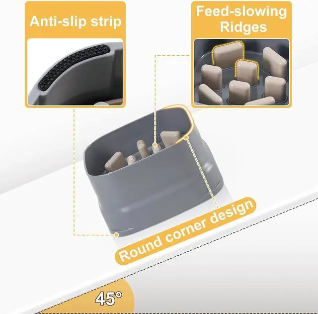 Alt view image 6 of 7 - Sunhoo Slow Feeder Dog Bowls Large Breed Puppy Puzzle Feeding Dish Maze Feed Bowl Small Medium Dogs Plate Adjustable Ridges to Slower Down Eating Anti-slip Easy to Clean Indoor Use 7.5*7.5*4 in(Grey)