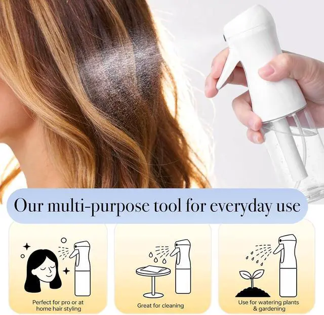 Alt view image 5 of 7 - 3Pcs Continuous Spray Bottles For Hair,Ultra Fine Mister for Hair Styling, Plants, Cleaning, Salon, Misting & Skin Care (200ml Clear*3)