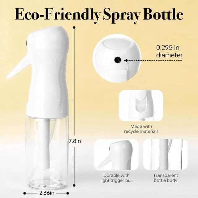 Alt view image 6 of 7 - 3Pcs Continuous Spray Bottles For Hair,Ultra Fine Mister for Hair Styling, Plants, Cleaning, Salon, Misting & Skin Care (200ml Clear*3)