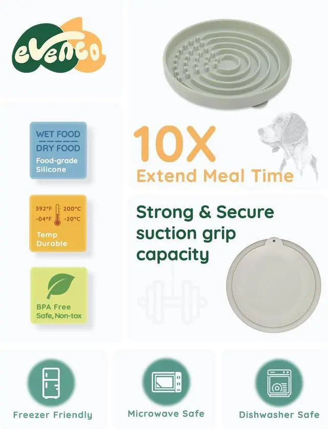 Alt view image 3 of 5 - Slow Feeder Dog Bowls, Slowdown Bowl - Puzzle Silicone Dog Feeding Bowls with Suction Cups, Innovative Lick Mat, Healthy Eating, Dishwasher Microwave Safe, Mealtime Challenge, 7.5" x 1.3" Green