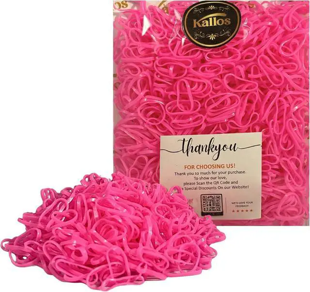 Main image of 500 Pack Pink Rubber Bands for Hair 22mm Durable No-Damage Elastic Hair Ties for Babies Toddlers Kids & Adults Non-Slip Multi-Use Hair Accessories for Braids, Ponytails & Crafts by Kàllos