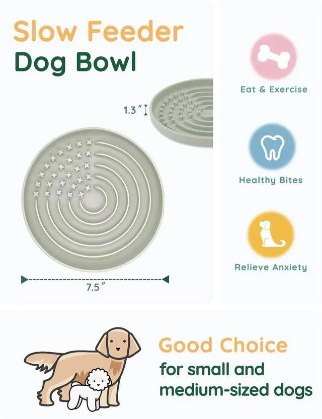 Alt view image 4 of 5 - Slow Feeder Dog Bowls, Slowdown Bowl - Puzzle Silicone Dog Feeding Bowls with Suction Cups, Innovative Lick Mat, Healthy Eating, Dishwasher Microwave Safe, Mealtime Challenge, 7.5" x 1.3" Green