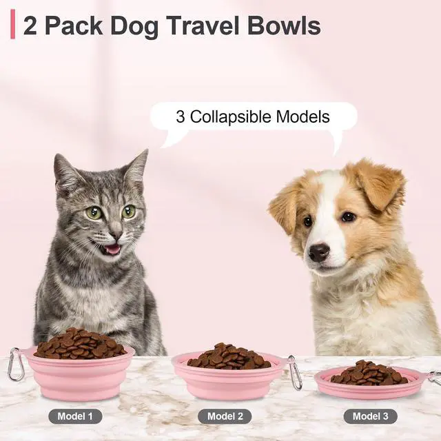 Alt view image 3 of 7 - Kytely Collapsible Dog Bowls for Travel, 2Pack Dog Portable Water Bowl, Foldable Pet Food Bowl with Clasp, Pet Cat Feeding Cup Dish for Traveling, Walking, Hiking