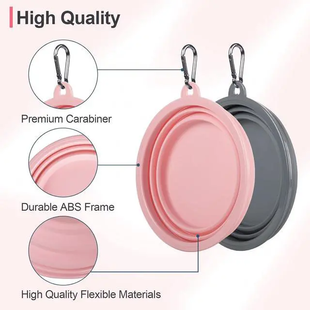 Alt view image 4 of 7 - Kytely Collapsible Dog Bowls for Travel, 2Pack Dog Portable Water Bowl, Foldable Pet Food Bowl with Clasp, Pet Cat Feeding Cup Dish for Traveling, Walking, Hiking