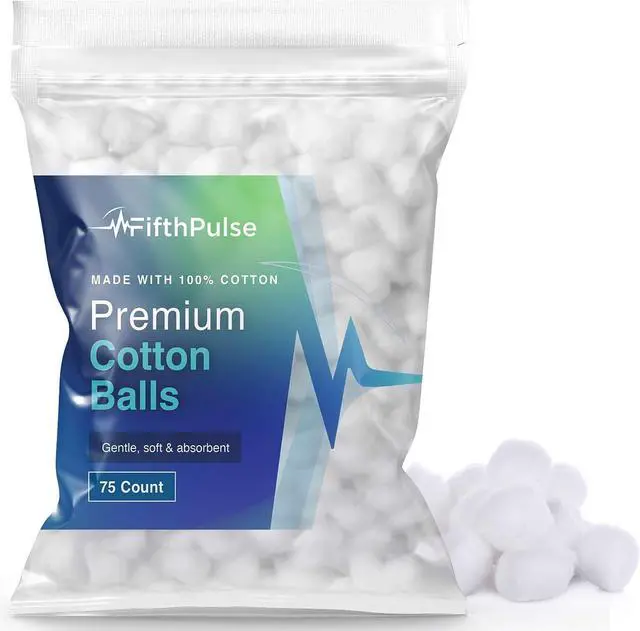 Main image of Premium Cotton Balls for Face - 75 Absorbent and Soft White Colored Cotton Balls - Made with 100% Cotton - Use for Crafts, Makeup, Wounds, and Nails