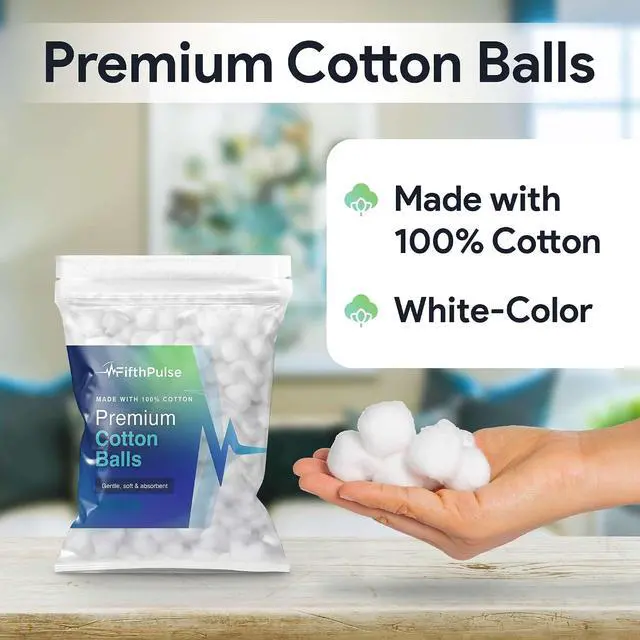 Alt view image 2 of 6 - Premium Cotton Balls for Face - 75 Absorbent and Soft White Colored Cotton Balls - Made with 100% Cotton - Use for Crafts, Makeup, Wounds, and Nails