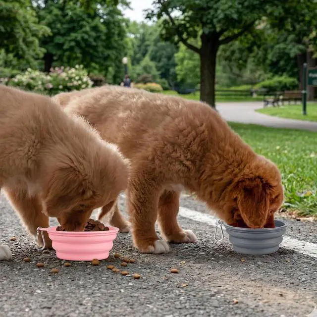 Alt view image 7 of 7 - Kytely Collapsible Dog Bowls for Travel, 2Pack Dog Portable Water Bowl, Foldable Pet Food Bowl with Clasp, Pet Cat Feeding Cup Dish for Traveling, Walking, Hiking