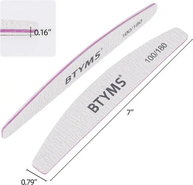 Alt view image 2 of 7 - BTYMS 10 Pcs 100/180 Grit Nail Files - Double-Sided Emery Boards for Acrylic, Gel & Natural Nails