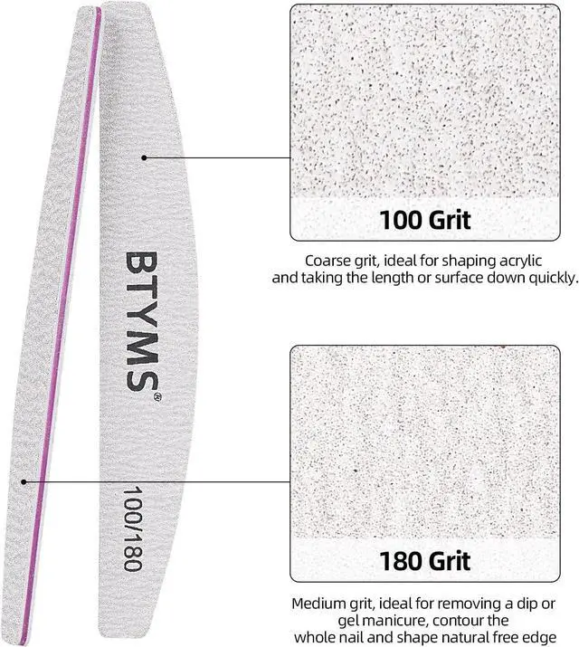 Alt view image 3 of 7 - BTYMS 10 Pcs 100/180 Grit Nail Files - Double-Sided Emery Boards for Acrylic, Gel & Natural Nails