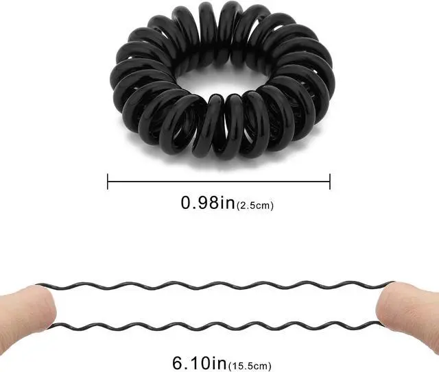 Alt view image 2 of 4 - Spiral Hair Ties (Small Black, 50 Pcs Plastic Spiral) - Coil Ponytail Holders for Thick Hair, No Crease Phone Cord Ties for All Types