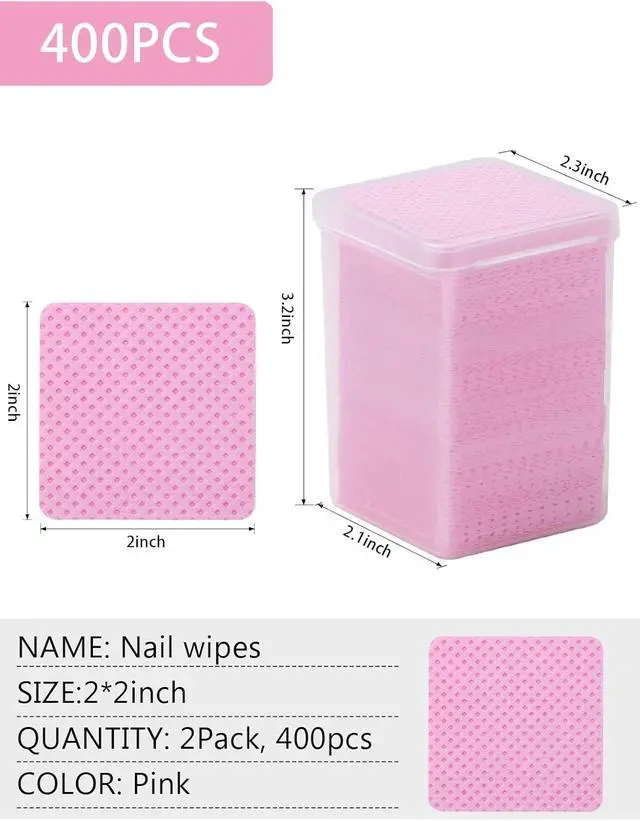 Alt view image 5 of 6 - TEOYALL Lint Free Nail Wipes, 400 PCS Non-Woven Fabric Nail Cleaning Pads Pink Lash Extensions Glue Cleaning Wipes Salon Supplies