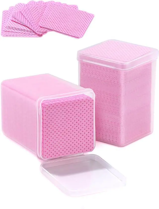 Main image of TEOYALL Lint Free Nail Wipes, 400 PCS Non-Woven Fabric Nail Cleaning Pads Pink Lash Extensions Glue Cleaning Wipes Salon Supplies