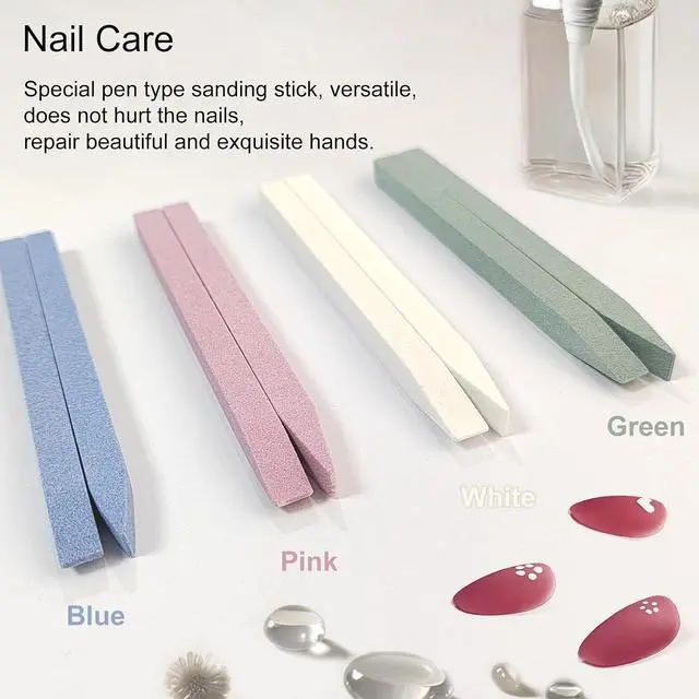 Alt view image 2 of 7 - 8 Pieces Stone Nail File and Pumice Stone Stick Set - Nail Cuticle Pusher and Buffing Tool for Home and Salon Use