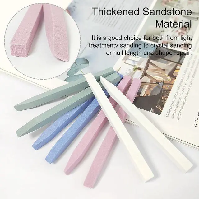 Alt view image 3 of 7 - 8 Pieces Stone Nail File and Pumice Stone Stick Set - Nail Cuticle Pusher and Buffing Tool for Home and Salon Use