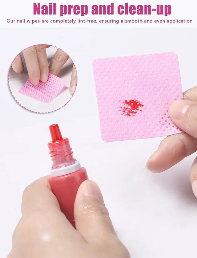 Alt view image 4 of 6 - TEOYALL Lint Free Nail Wipes, 400 PCS Non-Woven Fabric Nail Cleaning Pads Pink Lash Extensions Glue Cleaning Wipes Salon Supplies